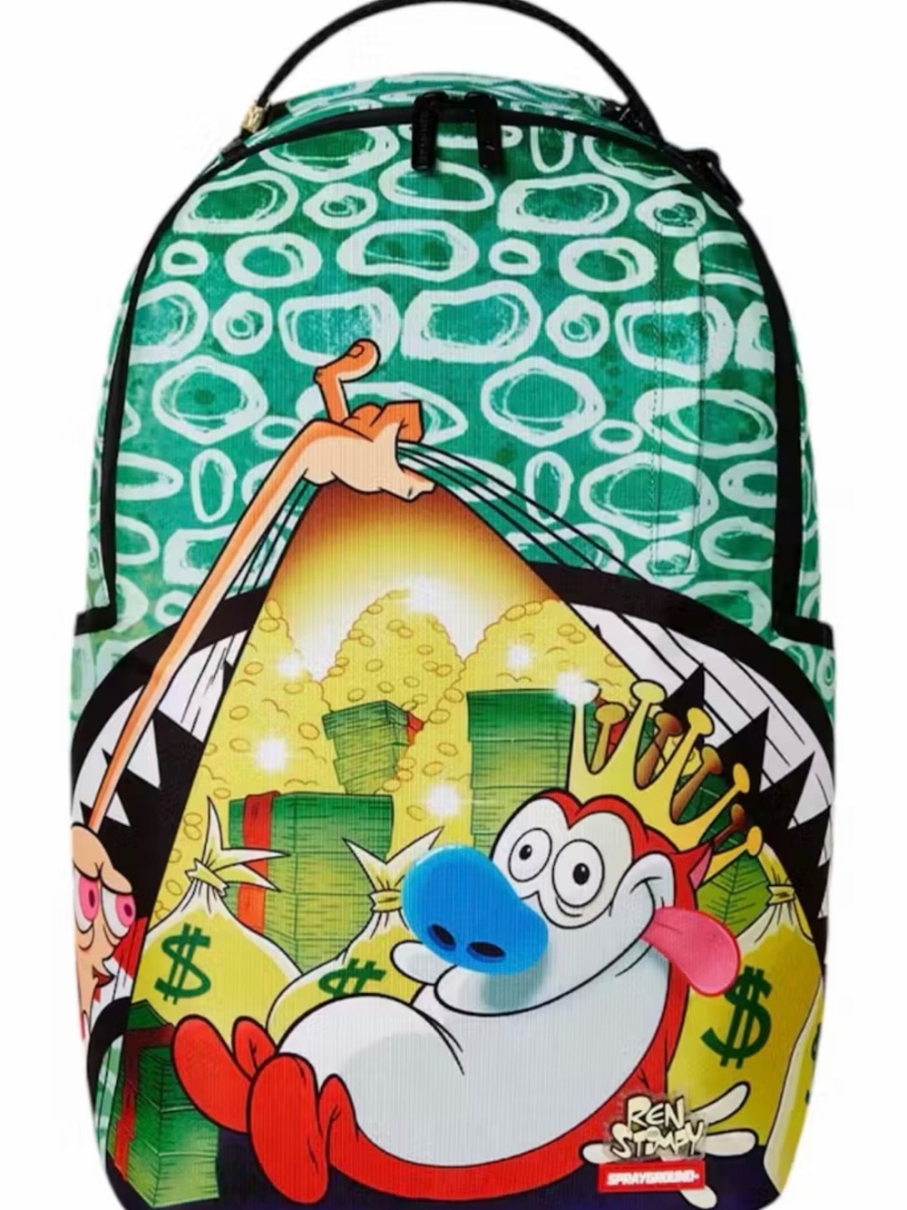 NWT! Sprayground Green Ren & Stimpy Cartoon Print Backpack